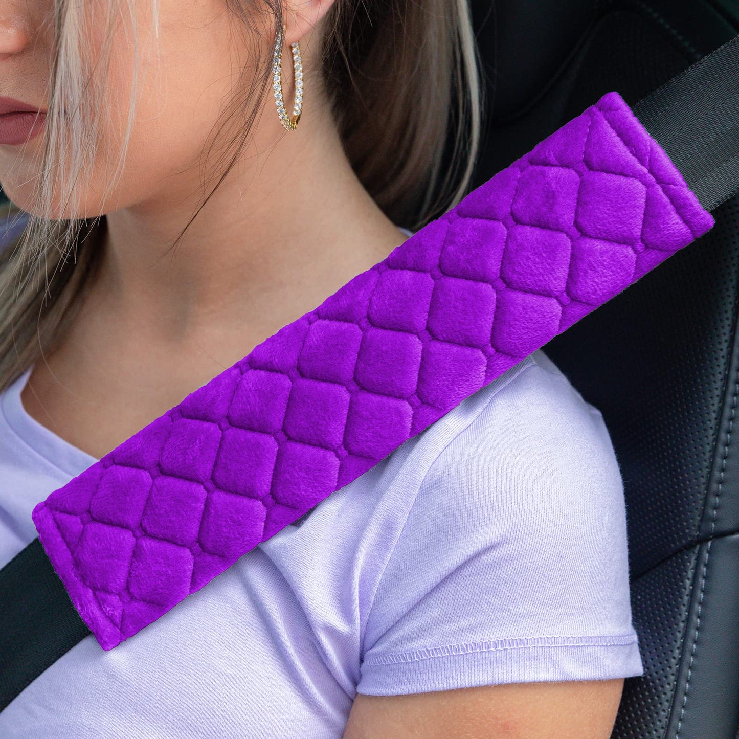 2PCs Plush Velvet Car Seat Belt Covers