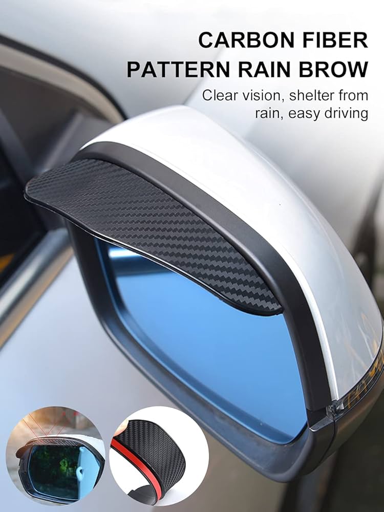 2PCS Car Rearview Mirror Rain Visor (Carbon Fiber)