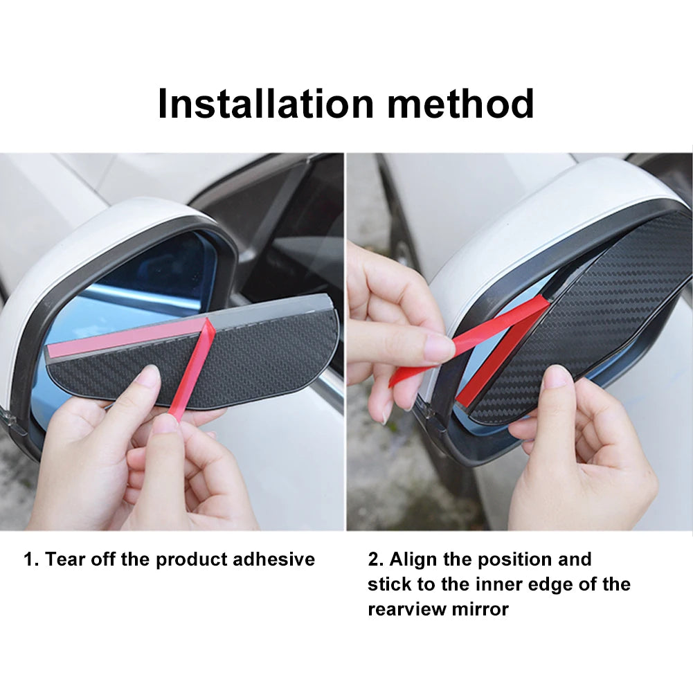 2PCS Car Rearview Mirror Rain Visor (Carbon Fiber)