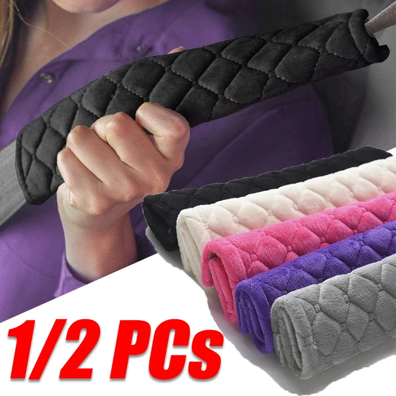 2PCs Plush Velvet Car Seat Belt Covers